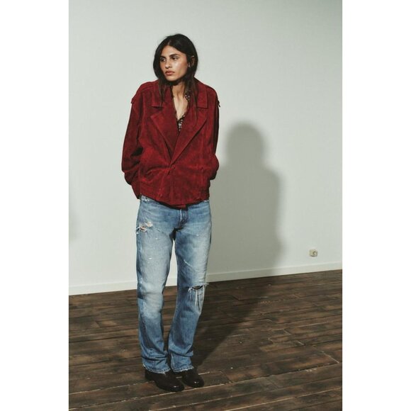 Zara Jackets & Blazers - ZARA 100% SUEDE LEATHER JACKET WITH TABS